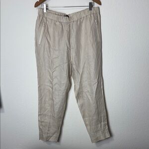 J. Crew Cream Chinos Lightweight Comfort 100% linen zip pockets Size 14